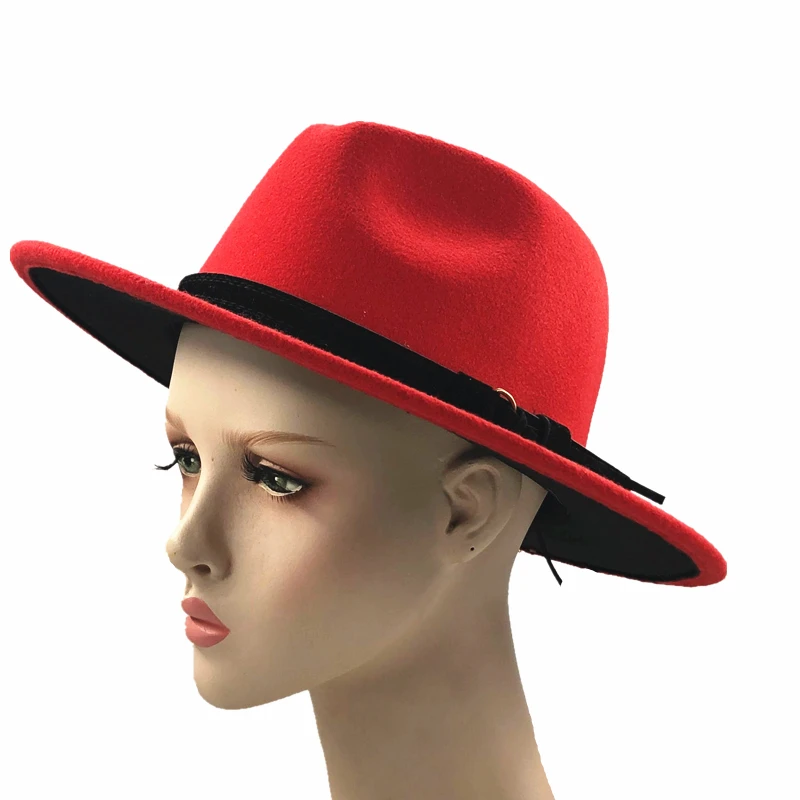 Women Wide Brim Wool Felt Jazz Fedora Hats Panama Style Ladies Trilby Gambler Hat Fashion Party Cowboy Sunshade Cap