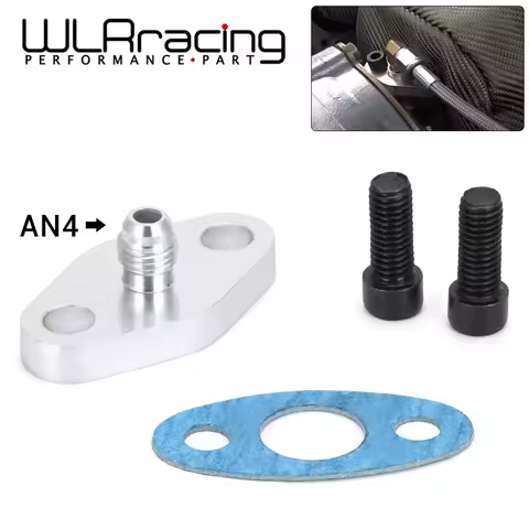 WLR - Turbo Oil Feed Inlet Flange Gasket Adapter Kit 4AN 4 AN Fitting T3 T3/T4 T04 WLR-OFG31