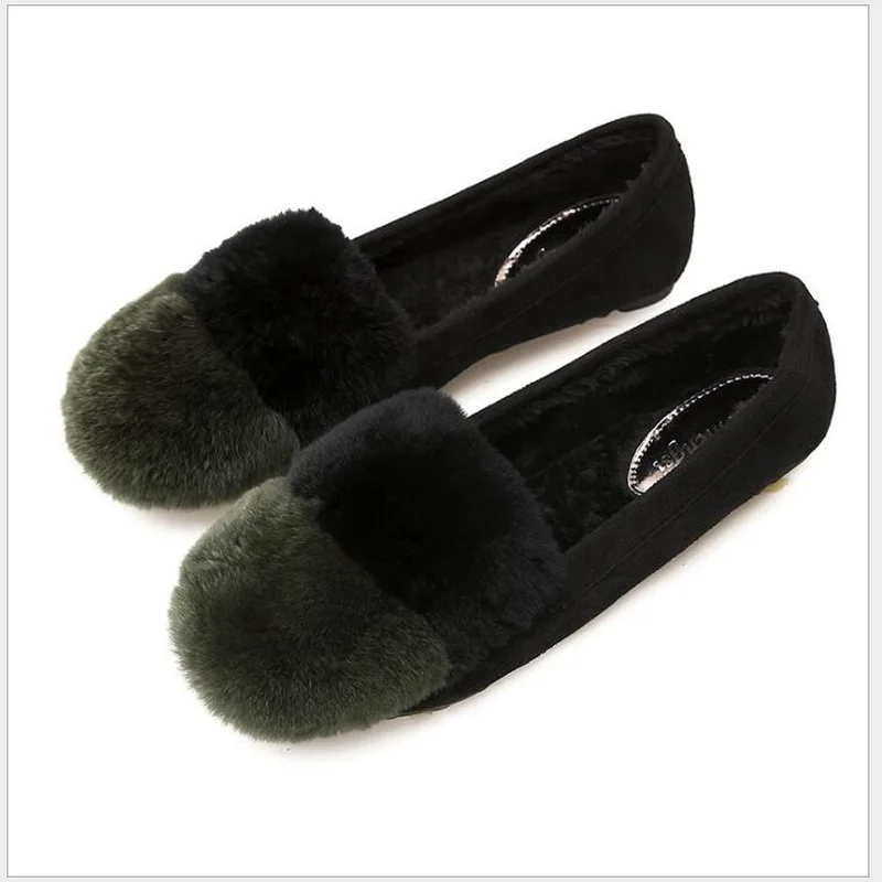 Autumn and winter  Flock Women Flat Shoes ladies flat heels platform plush loafers comfort slip-on espadrilles warm winter shoes