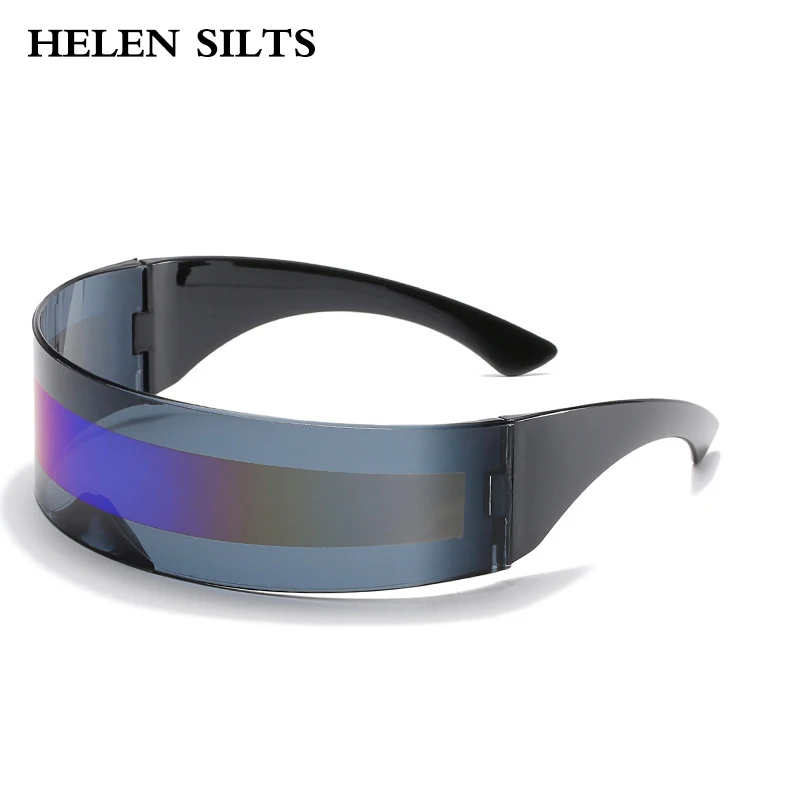 Oversized Flat Top Goggle Sunglasses Women Men Rimless One piece Goggle Sun Glasses Female Fashion Mirror Windproof Sport UV400