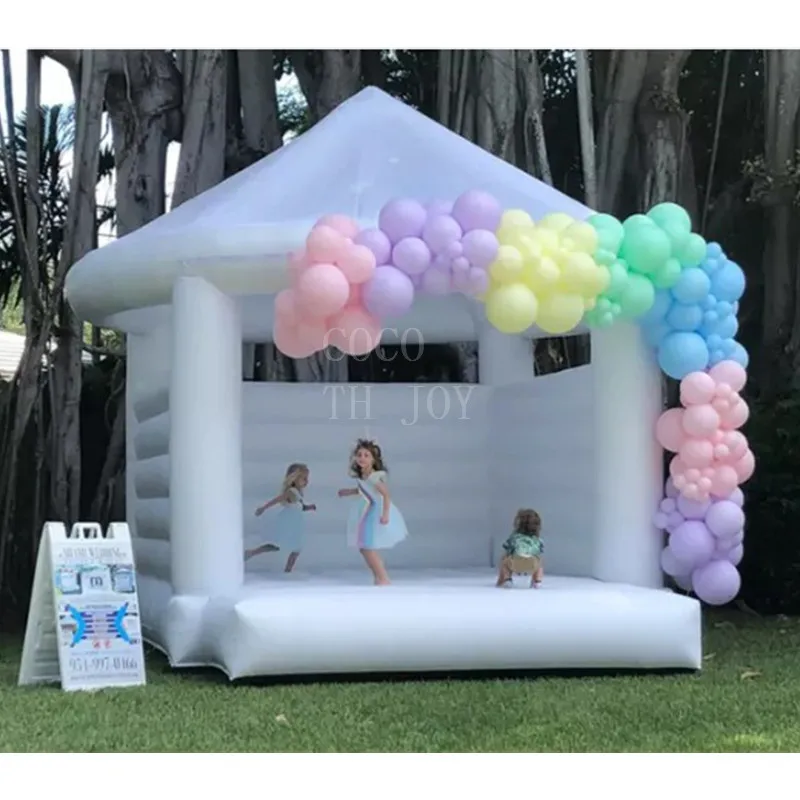 white bouncer house, wedding birthday anniversary party inflatable jumper castle for sale