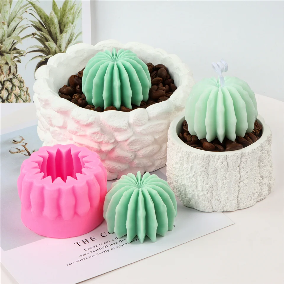 

Cactus Succulent Plants Silicone Candle Mold Eucalyptus Decorating Tools Wax 3D Stereo DIY Handmade Plaster Gardening Artwork