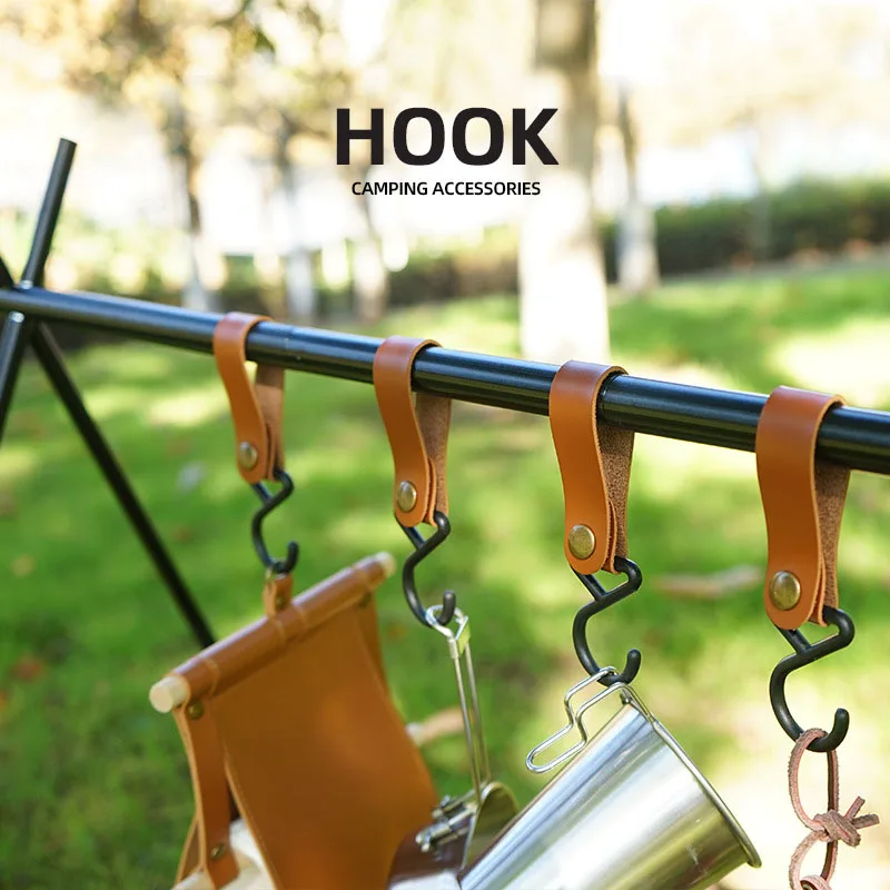 Outdoor camping rack hook PU hanging buckle self-driving travel portable wind rope buckle 4-piece fixed buckle