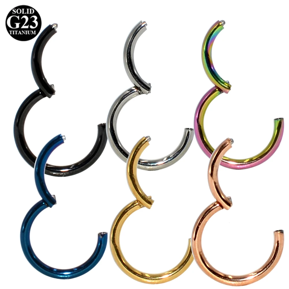 1PC 18g&16g G23 Titanium Segment Hinged Nose Rings Lip Eyebrow Nipple Clicker Ear Septum Helix Tragus Captive Piercing  Jewelry