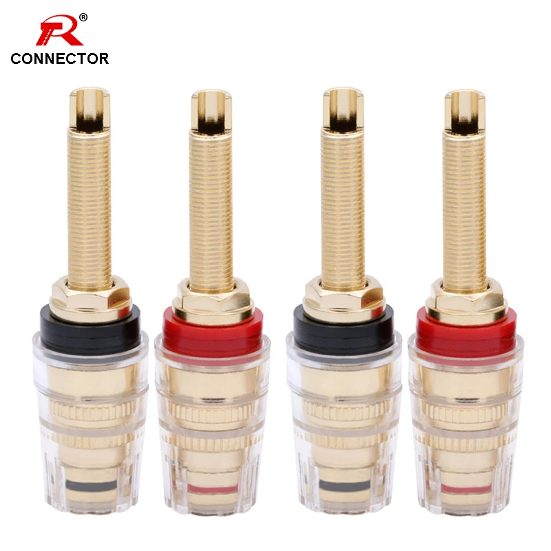 4Pair Brass Binding Post HIFI Terminals Connector, 19MM Binding Post HIFI Speaker Amplifier Audio Plug Match 4mm Banana Plug