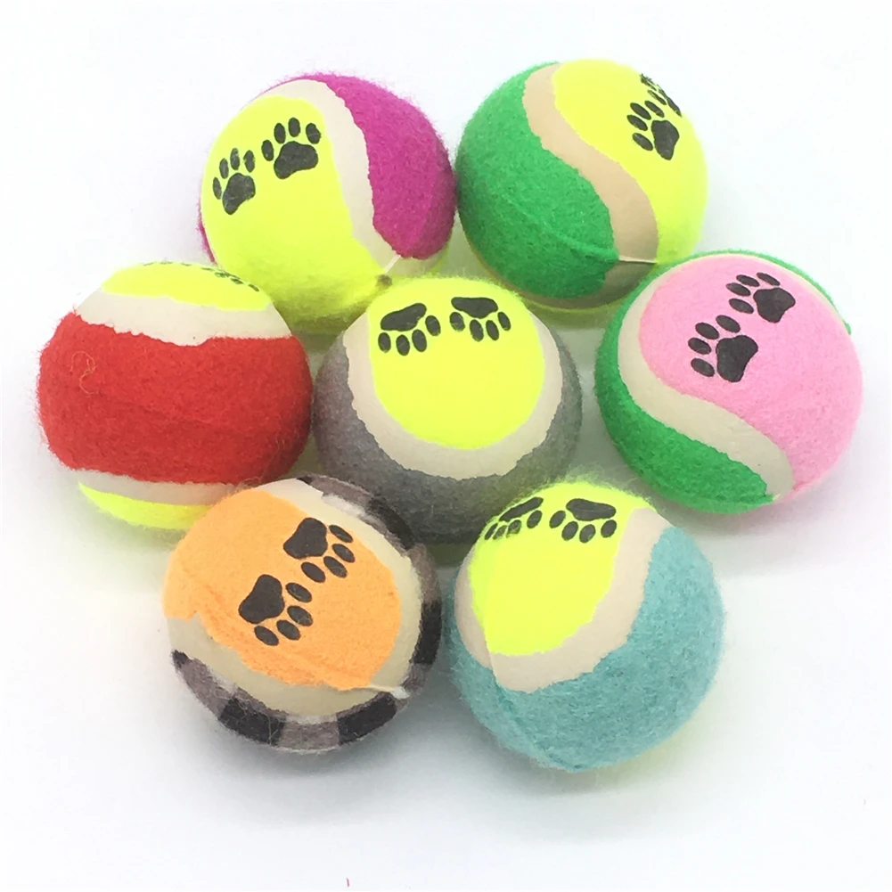 Dog Tennis Ball Chew Run Fetch Throw Play Interactive Footprint Pattern Puppy Training Supplies Micro Elastic Balls