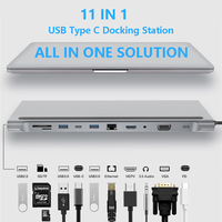 11 in 1 USB Type C Hub Adapter Laptop Docking Station HDMI VGA RJ45 PD For MacBook HP Lenovo Surface Compatible Thunderbolt 3