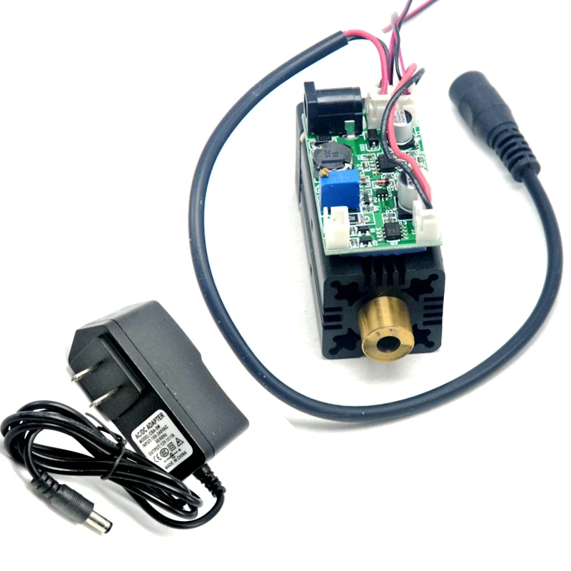 Focusable 488nm 60mw Laser Diode Dot Module  Blue Indigo Light with Fan & 12V Adapter