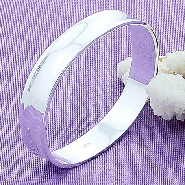 925 Sterling Silver Fashion Simple Women Square Round Cuff Bracelet Bangles Wysokiej jakości nowa biżuteria Charm