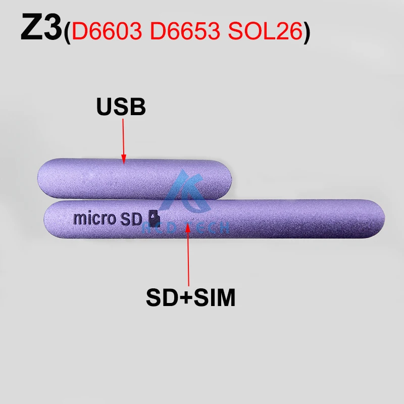 Aocarmo USB Cover Caps Dust Plug + Micro SD Card + Sim Card Slot Port Waterproof Cover For Sony Xperia Z3 D6603 SOL26 D6653