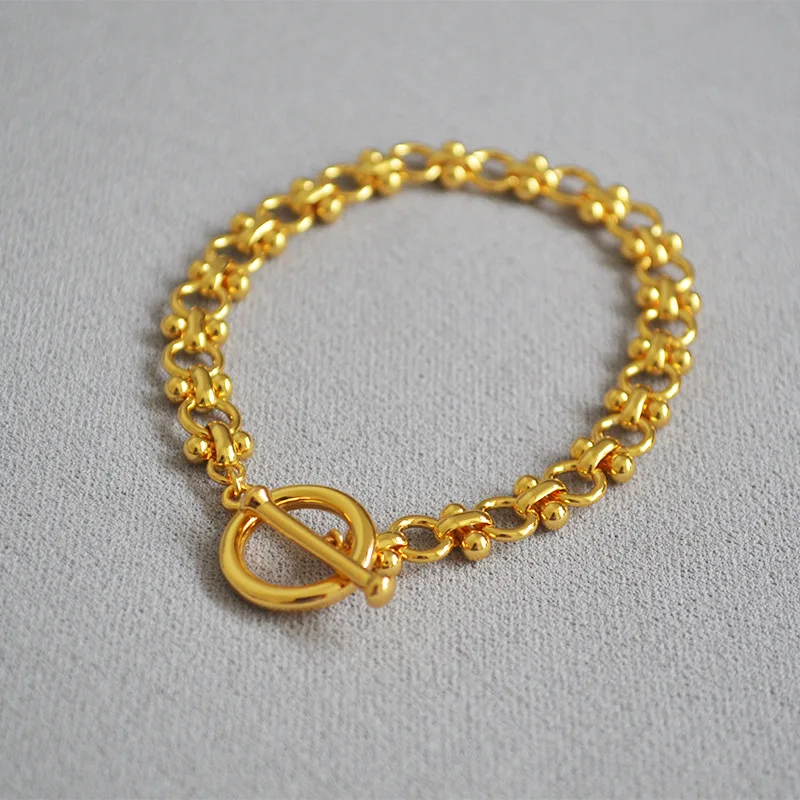 

WT-B564 Wholesales WKT new hand make brass stick chain with gold electroplated women fashion clasp statment chain bracelet