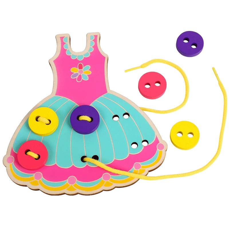 Montessori Dress Toys Threading Board Button Training Hand-eye Coordination Movement Training Basic Life Skill Unisex Boys Girls