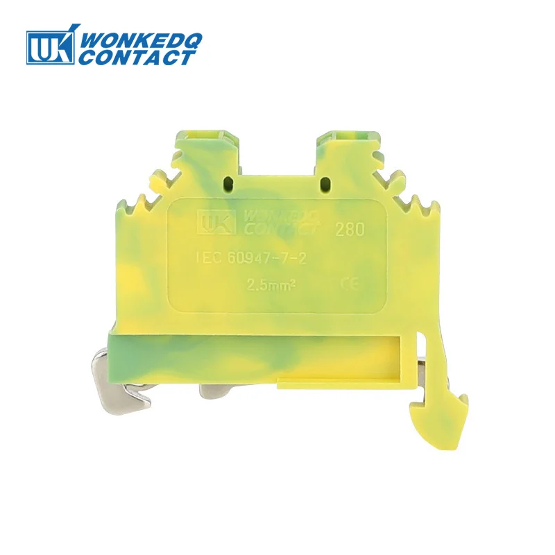 5Pcs 280-107 Spring Cage Mount Ground Earth 2-Conductor 280 107 Plug 2.5 mm² Clamp Wire Connector DIN Rail Terminal Block