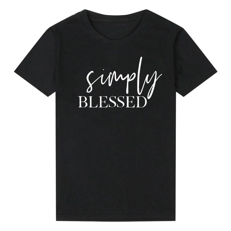 

Christian Simply Blessed Women T-shirt Letter Ian Jesus Cotton Shirt Fashion O Neck Short Sleeve Casual Top Tee Drop Shipping