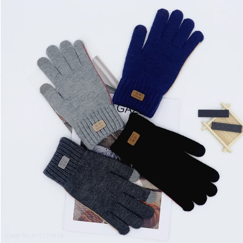 Youpin جديد الشتاء الرجال قفازات محبوكة شاشة تعمل باللمس عالية الجودة الذكور القفاز رشاقته الدافئة الصوف الكشمير الصلبة رجال الأعمال قفازات
