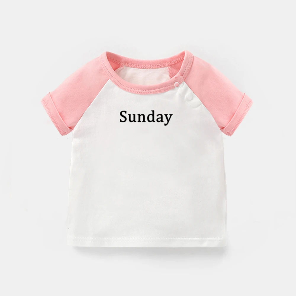 

Sunday Street Printed Tops Funny Juniors Design Newborn Baby T-shirts Toddler Graphic Raglan Color Short Sleeve Tee Tops