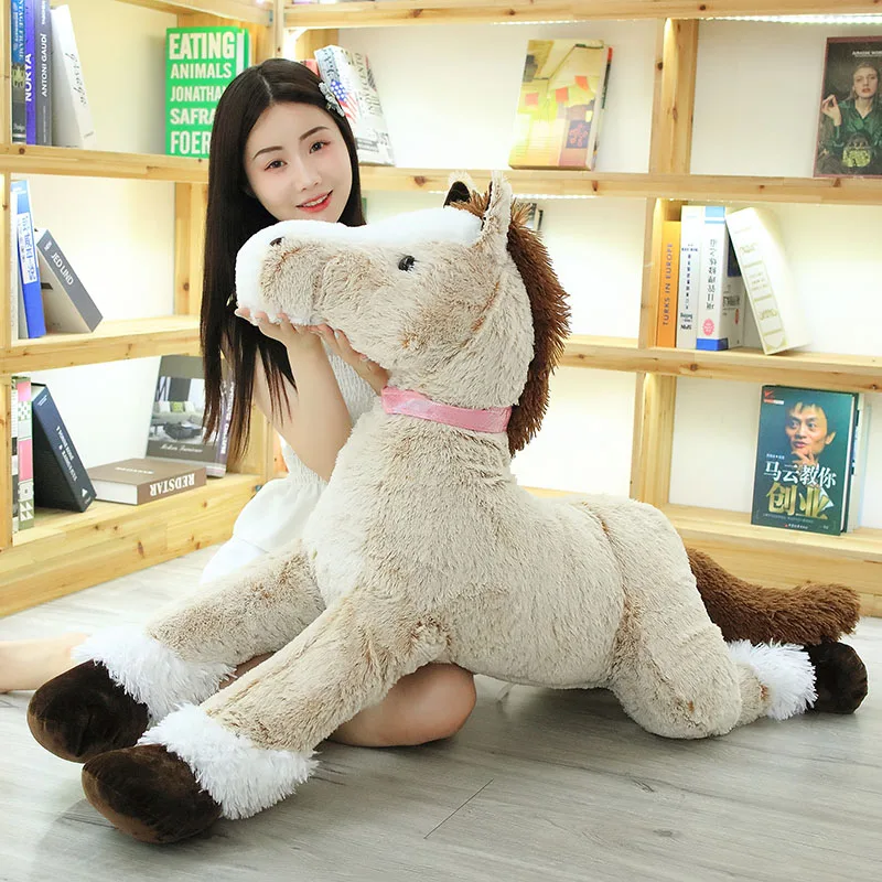 90/120CM Cartoon Horse Plush Toys Soft Giant Animal Doll Skin Coat Popular Valentine's Birthday Gifts Girls Children Kid's