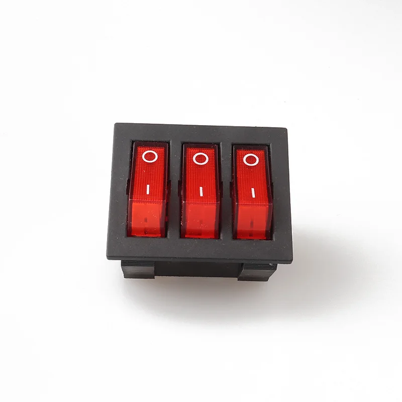 KCD9-301N On-Off 9Pin/6Pin Red Black AC Light Boat Rocker Switch Triple Light Switch Button
