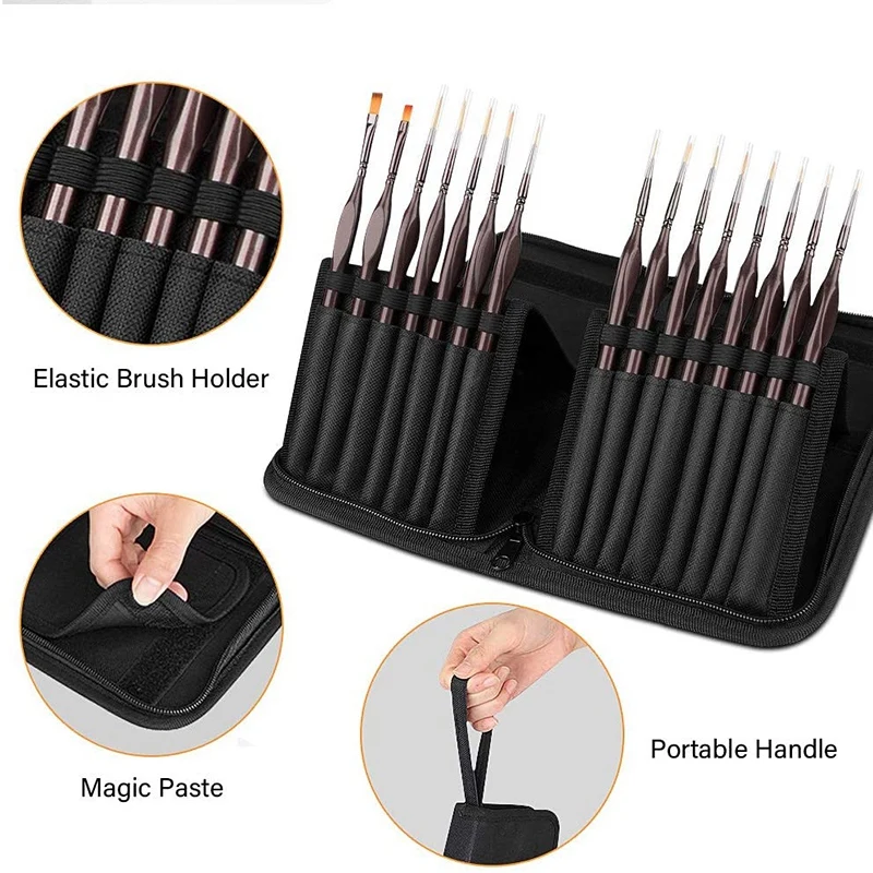 Detail Paint Brush Set,15Pcs Miniature Painting Brushes Kit,Professional Mini Fine Paint Brushes Set