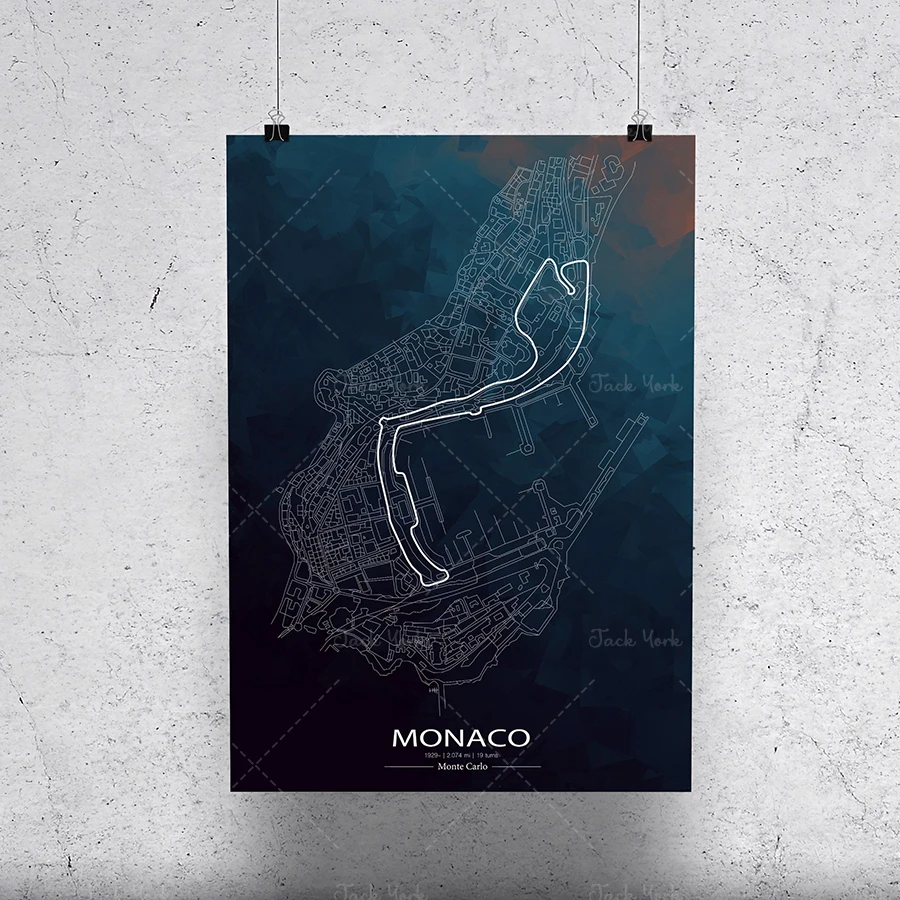 Monaco Race Track Print, Gift,   Poster, Grand Prix Wall Art, Race Ci