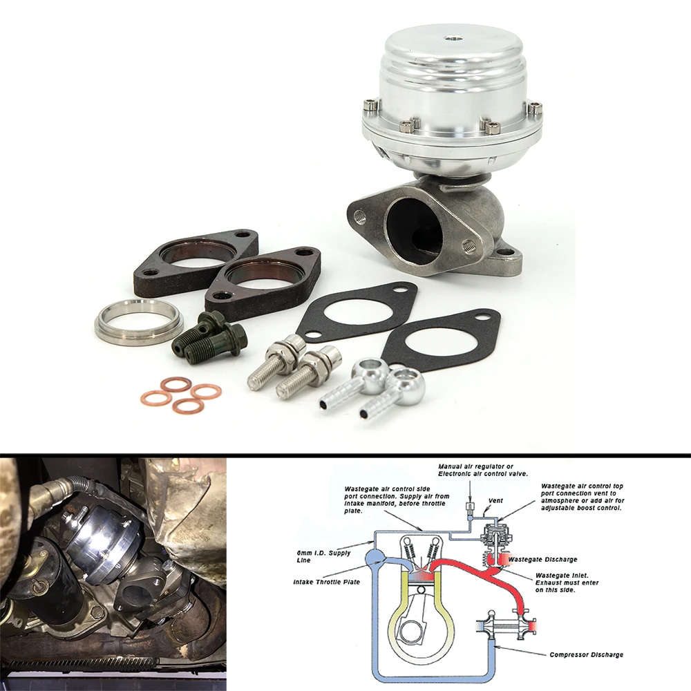 Uniwersalny turbo wastegate Odpowiedni 38MM zewnętrzny przepustnica Turbo Wastegate dla wszystkich pojazdów z turbodoładowaniem