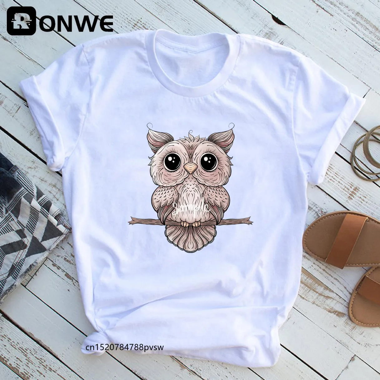 Fashion Trend Cute Owl Graphic Printed Female T shirt Casual Harajuku Crew Neck Ladies Tshirt,Drop Ship