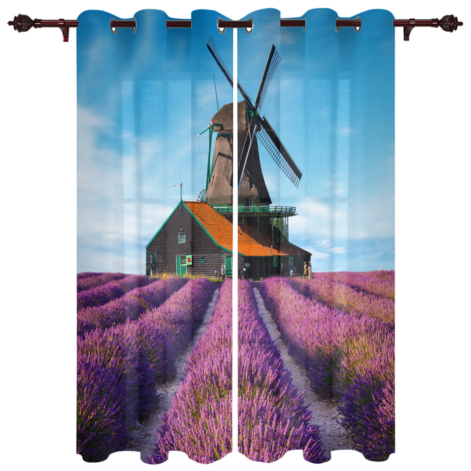 Lavender Windmill Farm Large Curtains For Living Dining Modern Simple Curtains Finished Curtains For Dining Room Bedroom