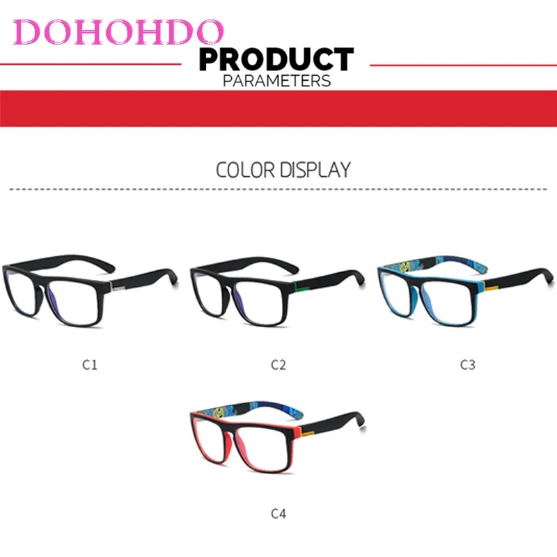 DOHOHDO New Anti Blue Light Glasses Frame Men Women Computer Gaming Eyeglasses Black Clear Lens Eyewear Spectacle Frame UV400