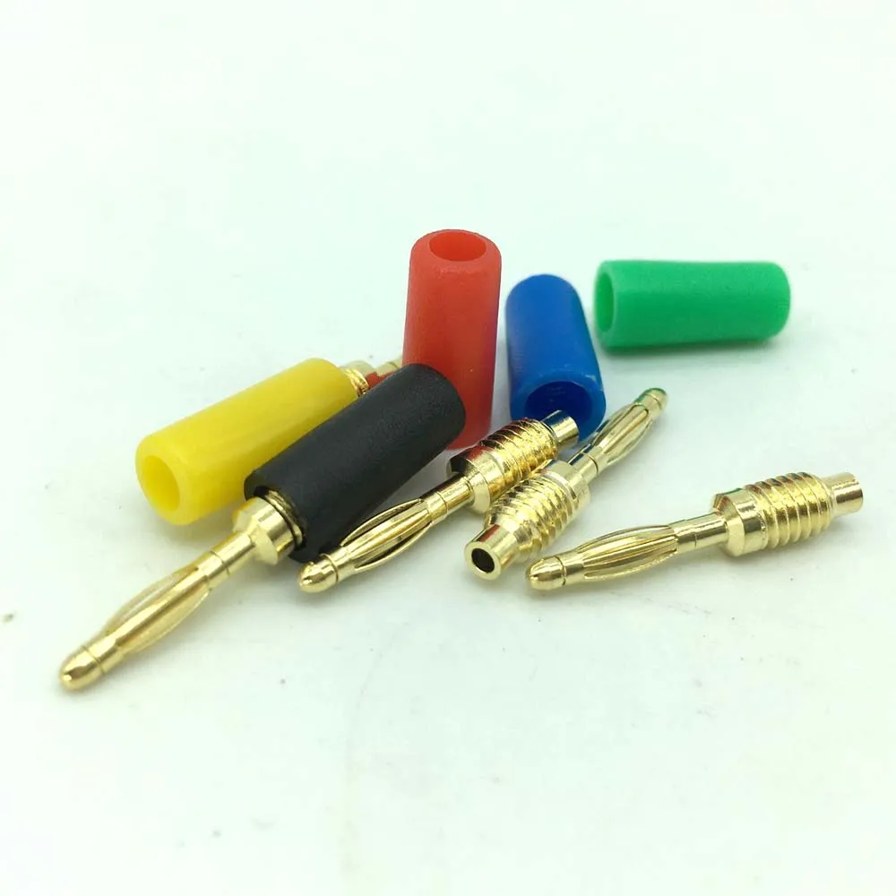 

Copper Gold plated 2mm Banana Plug Jack 2.0mm Binding Post For Speaker Amplifier Test Probes Cable Connector