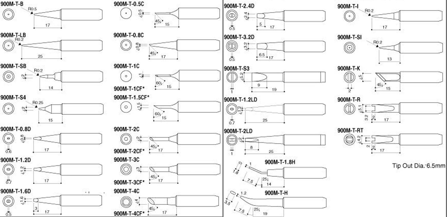 10pcs 900M-T Series Replace Iron Tip for Hakko Soldering Rework Station Tool TWO