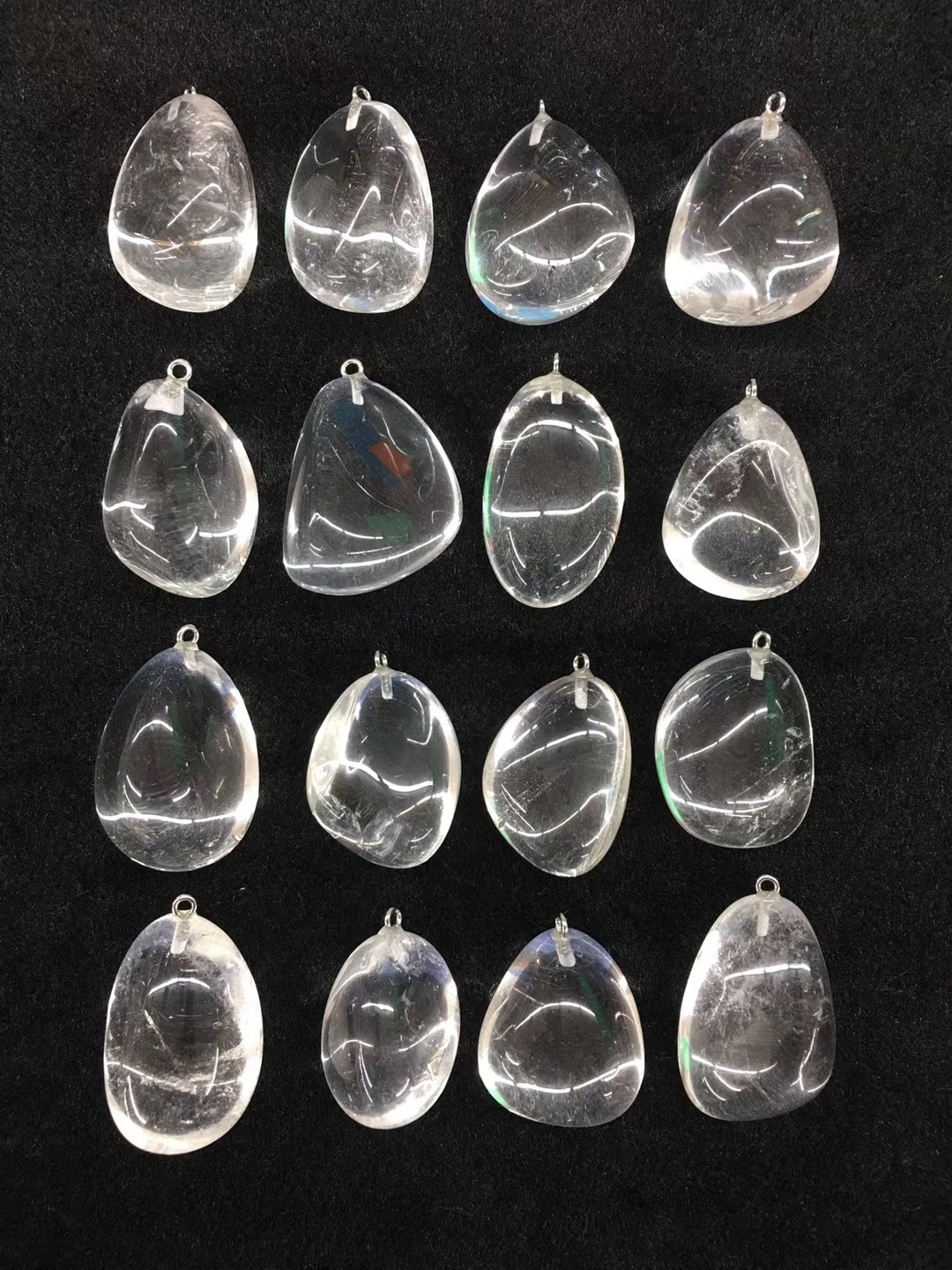 Wholesale 2pcs/pack Polished Rock Crystal Clear Quartz Bead Pendant,Natural Loose Gem Stone Pendant Jewelry Necklace 30-40mm