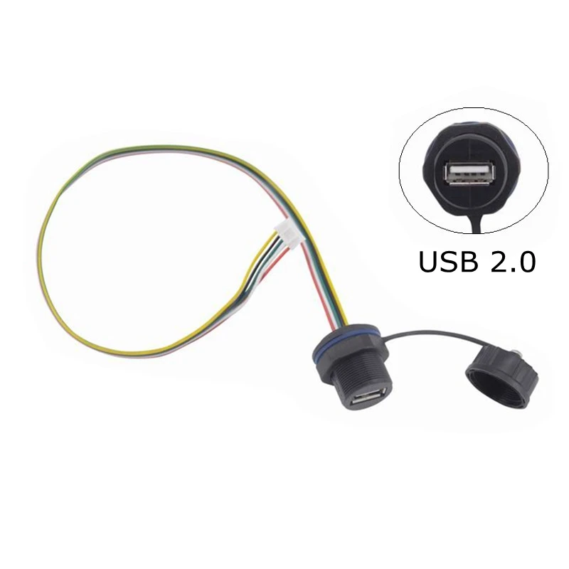 กันน้ำ M20 USB 2.0 XHP สาย IP68 Connector Extender USB ปลั๊ก Socket หญิงแผง Mount อะแดปเตอร์หมวก