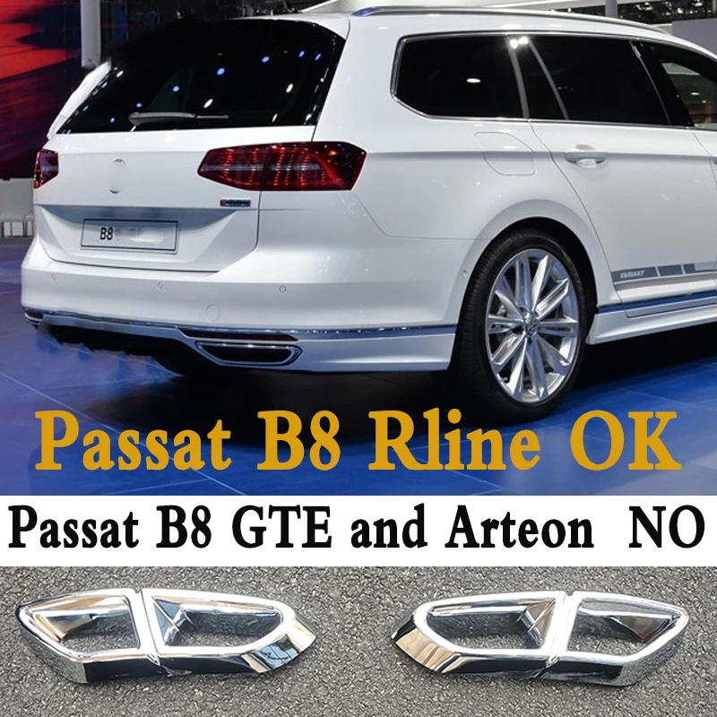 For Vw's Passat B8 Rline Rear Bumper Chrome Black Exhaust Decoration 2019 High Gloss Chrome Plating Modified Accessories