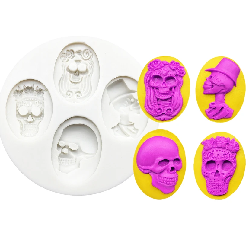 Halloween Skull Rose Silicone Mold Sugarcraft Cupcake Baking Mold Fondant Cake Decorating Tools