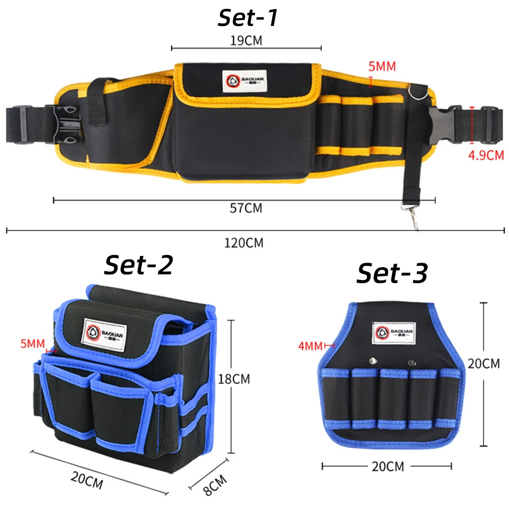 Oxford Doek Gereedschapstas Taille Tas, Gebruikt Voor Elektricien Of Hardware Reparatie, grote Capaciteit Waterdicht En Krasbestendig.