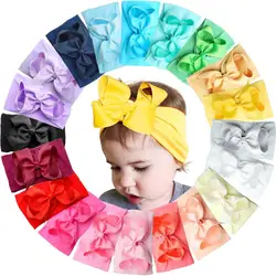 20 farben Baby Nylon Geknüpfte Stirnbänder Mädchen Große 4,5 Zoll Haar Bögen Kopf Wraps Neugeborenen Kleinkinder Kleinkinder Haarbänder