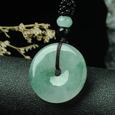 zheru jewelry natural Burmese emerald light green donut pendant necklace exquisite jewelry best gift