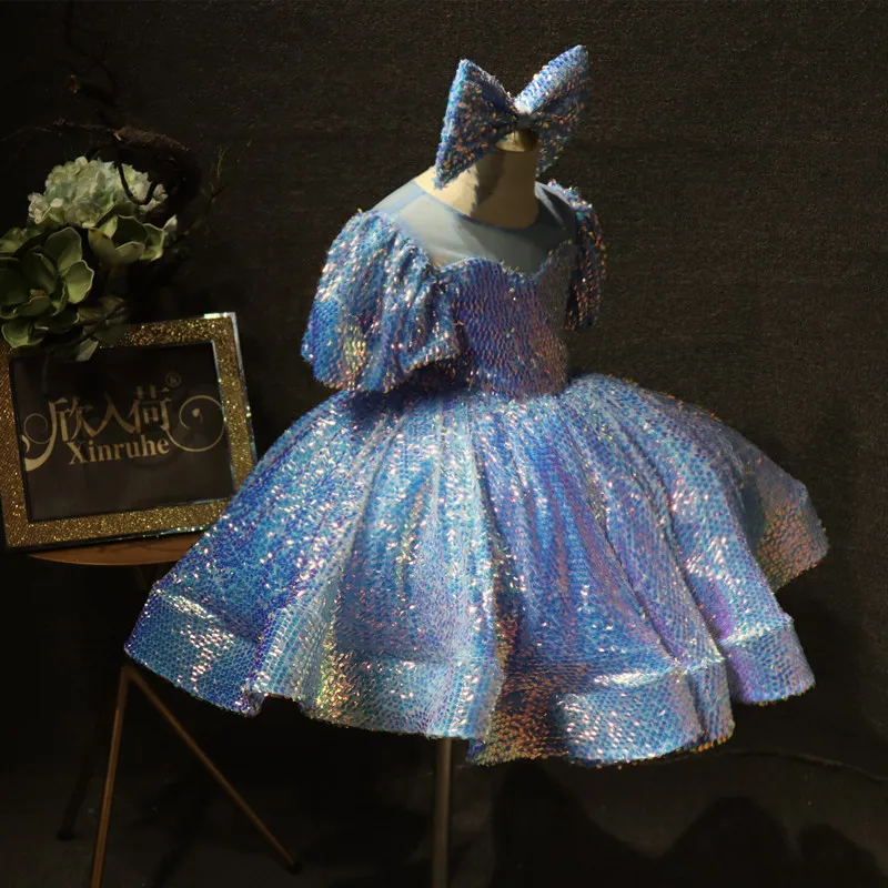 Robes de demoiselle d'honneur, pour robe de soirée de mariage, robes de concours, robe de première Communion à volants en Tulle pour enfants, 2022