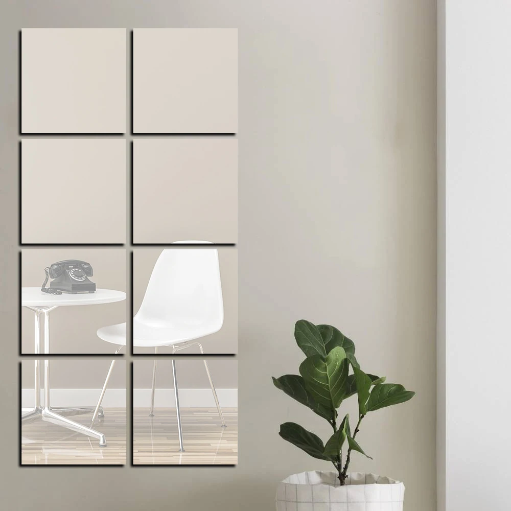 8pcs 4pcs 15cm x 15cm Acrylic Mirror Tiles Wall Sticker Square Self Adhesive Stick On DIY Home can be used as mirror