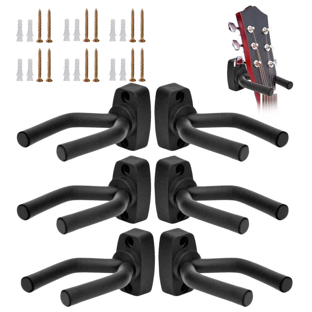 

6Pcs Wall Mounted Guitar Hanger Wall Hook Holder Stand for Bass Electric Acoustic Guitar Ukulele Mandolin Gun