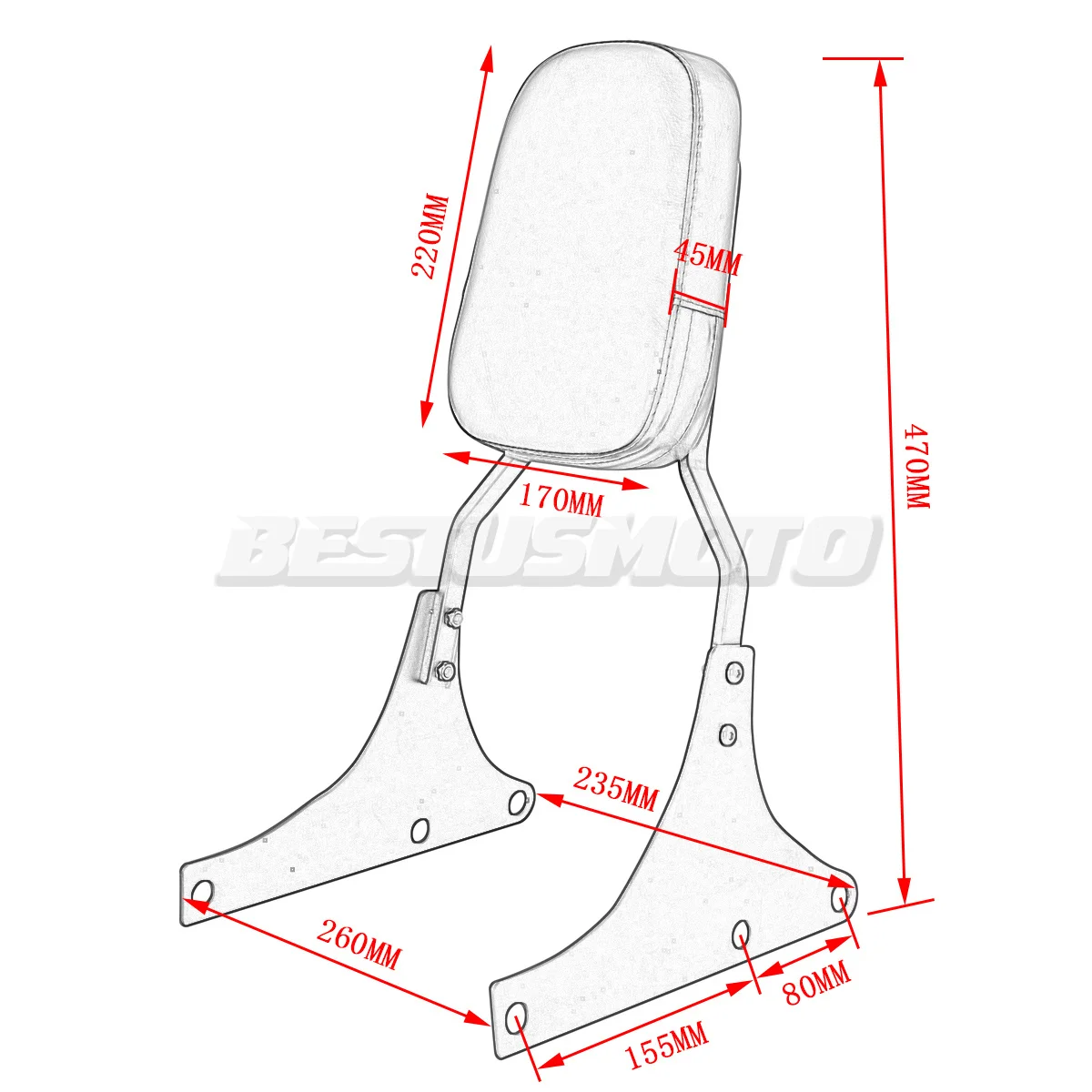 Motorcycle Backrest Sissy Bar For Harley Softail FXST FXSTC FLST FLSTC FLSTNSE FLSTSC EFI FLSTCI Fat Boy FLSTF EFI FLSTFI