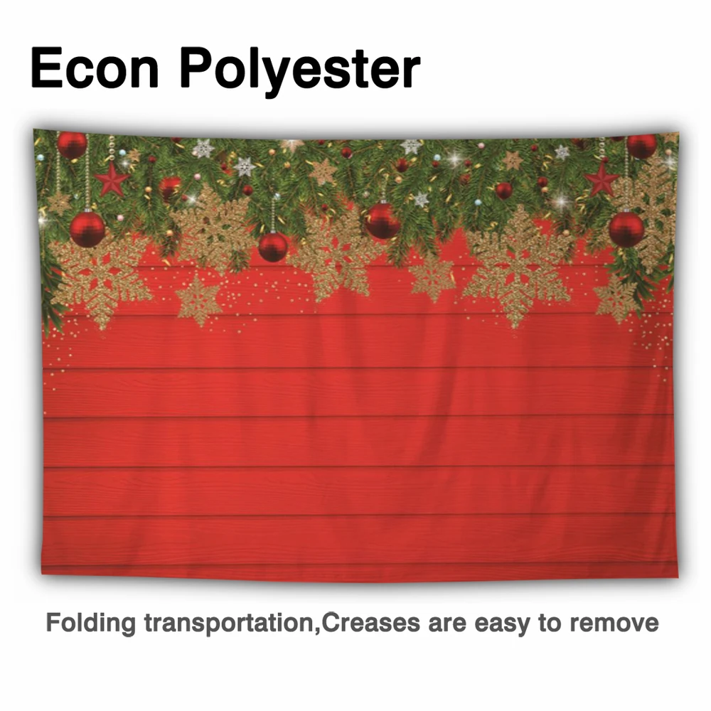 Funnytree-Fondo de fiesta de Feliz Navidad, ramas de pared Rojas, copo de nieve de invierno, puntos dorados, campanas, Festival de Año Nuevo