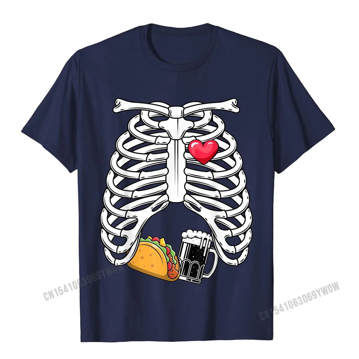 الهيكل العظمي الحمل تاكو البيرة Xray مضحك هالوين قريبا أبي تي شيرت kamas الرجال تي شيرت بلايز تيز مصمم القطن الرجال