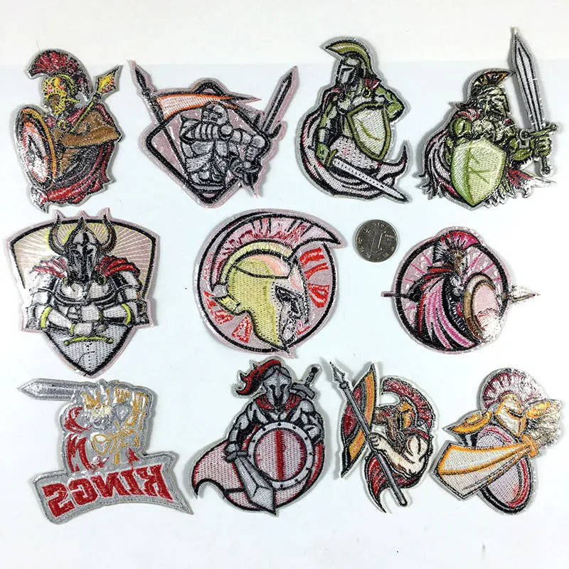 Embroidery Iron On Patches for Clothing, Spartacus Knight Badge, DIY Ironing Stickers