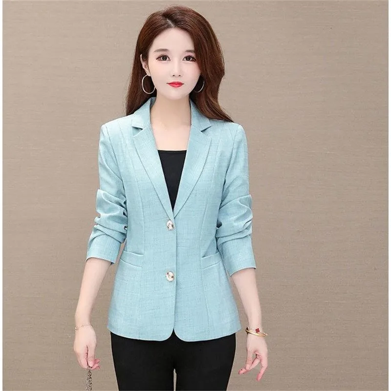 Autumn Women's Blazer Jacket 2025 New Solid Single breasted Long Sleeve Suit Women's Blazer Coat Female Outerwear Tops XL-5XL