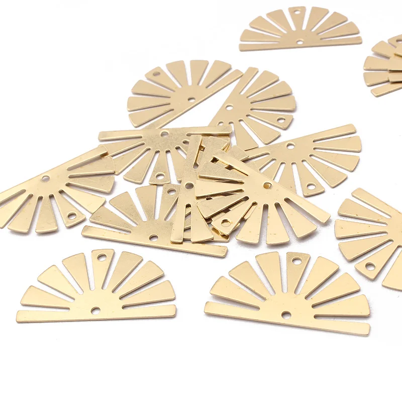 10pcs/lot Raw Brass Semicircle Flower Charms For DIY Bracelet Earrings Jewelry Findings Making Supplies Wholesale