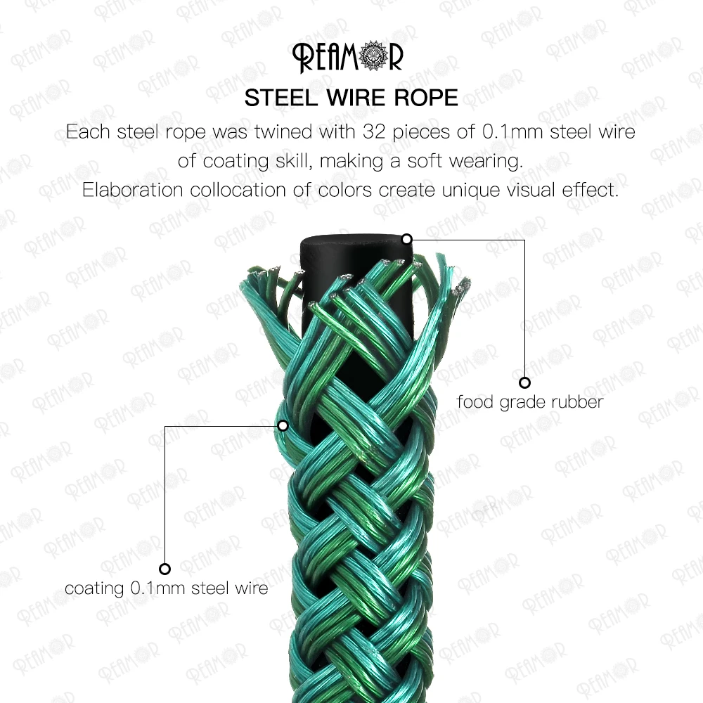 REAMOR DIY Stainless Steel Black Silver Color Steel Wire Rope Jewelry Findings 4mm/5mm Braided Leather Cords for Bracelet Making
