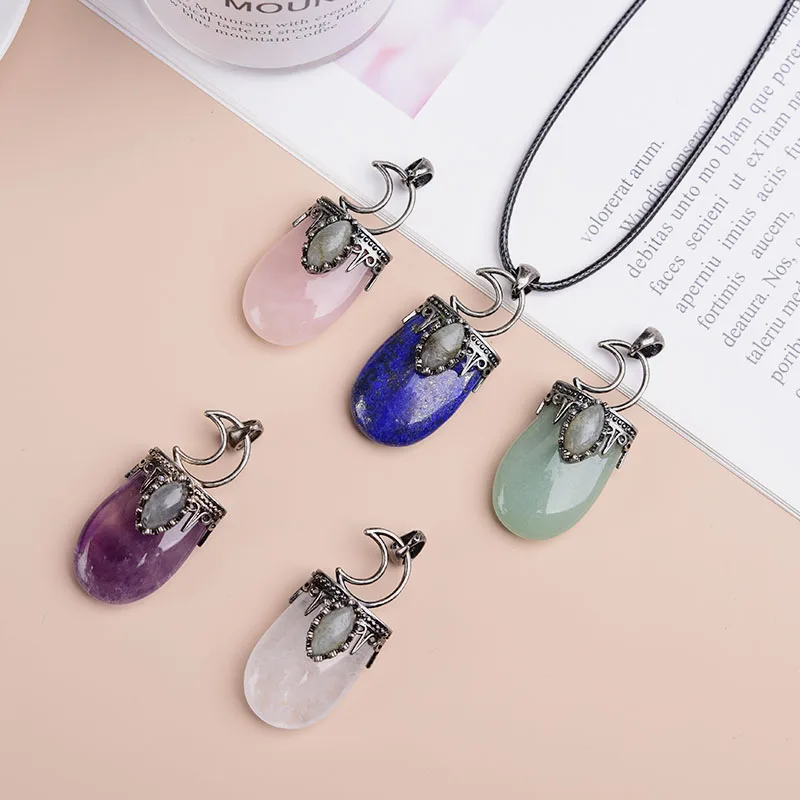 15g Natural Crystal Moon Denier Form Pendant Hand Made Polishing Festival Dress Up Increase Charm Fashion Simple Souvenir