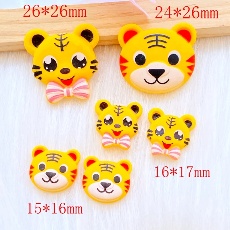 10Pcs New Cute Mixed Little Tiger Head Flat Back Resin Cabochons Scrapbooking DIY Jewelry Craft Decoration Accessorie