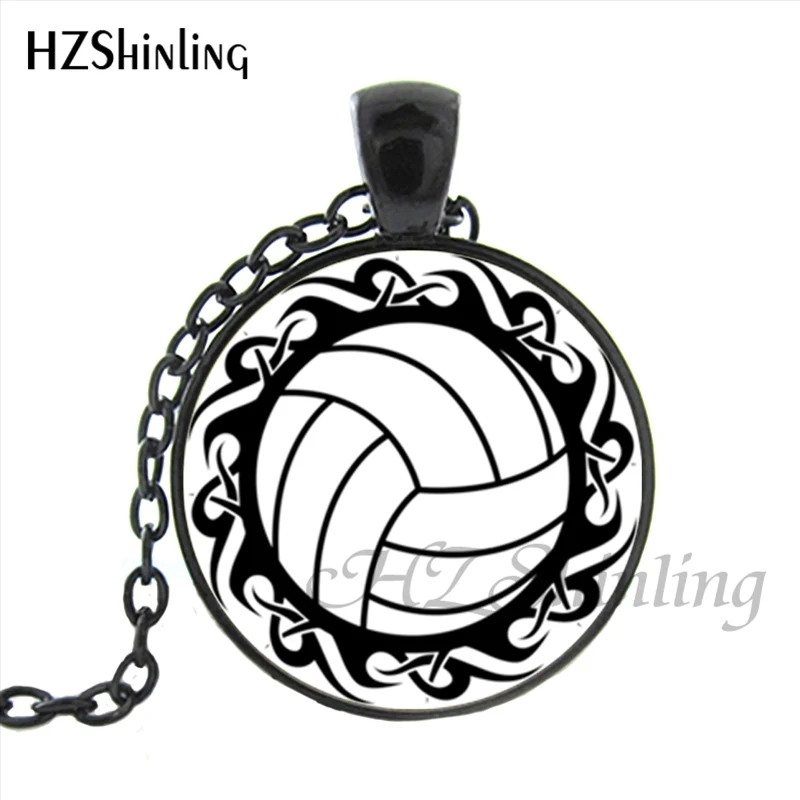 Volleyball Pendant Necklace Handmade Hot Chain Round Sports Ball Volleyball Jewelry for Player Fans Gift